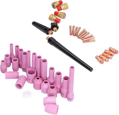 46Pcs TIG Welding Accessory Cup Gasket Collet Lens Tool Set Kit Suitable for SR WP 9/20/25 and Multiple TIG Welding Torches Ideal for Argon Arc Welding and Arc in Saudi Arabia