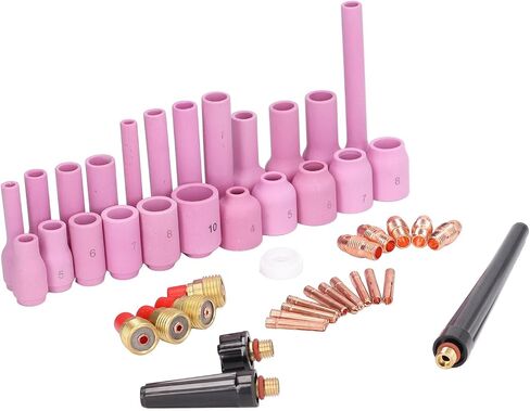 46Pcs TIG Welding Accessory Cup Gasket Collet Lens Tool Set Kit Suitable for SR WP 9/20/25 and Multiple TIG Welding Torches Ideal for Argon Arc Welding and Arc in Saudi Arabia