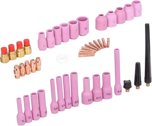 46Pcs TIG Welding Accessory Cup Gasket Collet Lens Tool Set Kit Suitable for SR WP 9/20/25 and Multiple TIG Welding Torches Ideal for Argon Arc Welding and Arc in Saudi Arabia