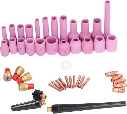 46Pcs TIG Welding Accessory Cup Gasket Collet Lens Tool Set Kit Suitable for SR WP 9/20/25 and Multiple TIG Welding Torches Ideal for Argon Arc Welding and Arc in Saudi Arabia