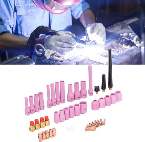 46Pcs TIG Welding Accessory Cup Gasket Collet Lens Tool Set Kit Suitable for SR WP 9/20/25 and Multiple TIG Welding Torches Ideal for Argon Arc Welding and Arc in Saudi Arabia