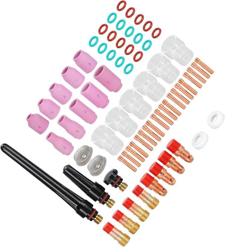 71Pcs TIG Welding Accessory Set Including Glass Cup Washer Electrode Clamp Gas Lens Suitable for WP17 WP18 WP26 TIG Welding Torch Improving Work Efficiency for Argon in Saudi Arabia