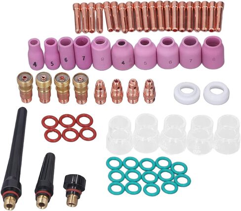مجموعة ملحقات لحام TIG 68pcs بما في ذلك الزجاج كوب موصل القطب الكهربائي PTFE الأمامي مناسبة ل WP 17 18 26 مدافع لحام in Saudi Arabia