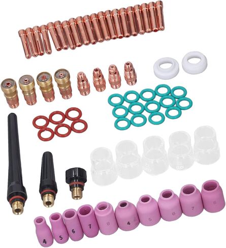 مجموعة ملحقات لحام TIG 68pcs بما في ذلك الزجاج كوب موصل القطب الكهربائي PTFE الأمامي مناسبة ل WP 17 18 26 مدافع لحام in Saudi Arabia