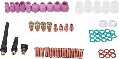 مجموعة ملحقات لحام TIG 68pcs بما في ذلك الزجاج كوب موصل القطب الكهربائي PTFE الأمامي مناسبة ل WP 17 18 26 مدافع لحام in Saudi Arabia