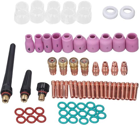 مجموعة ملحقات لحام TIG 68pcs بما في ذلك الزجاج كوب موصل القطب الكهربائي PTFE الأمامي مناسبة ل WP 17 18 26 مدافع لحام in Saudi Arabia