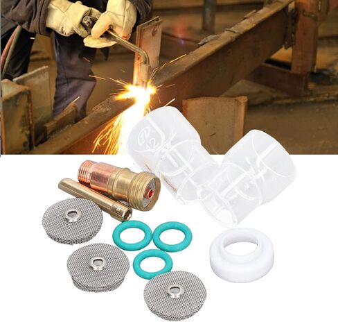 11pcs ملحقات بندقية اللحام Tig لحام Torch Glass Cup عدسة غاز كوليت O الغطاء الأمامي Ring مجموعة لـ WP17 WP18 و WP26 Torchs مناسبة للهواء المبرد 17 و 26 in Saudi Arabia