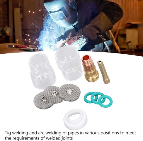 11pcs ملحقات بندقية اللحام Tig لحام Torch Glass Cup عدسة غاز كوليت O الغطاء الأمامي Ring مجموعة لـ WP17 WP18 و WP26 Torchs مناسبة للهواء المبرد 17 و 26 in Saudi Arabia
