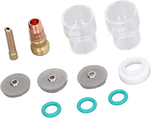 11pcs ملحقات بندقية اللحام Tig لحام Torch Glass Cup عدسة غاز كوليت O الغطاء الأمامي Ring مجموعة لـ WP17 WP18 و WP26 Torchs مناسبة للهواء المبرد 17 و 26 in Saudi Arabia