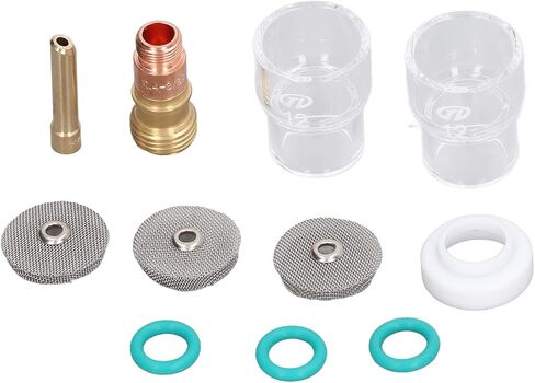 11pcs ملحقات بندقية اللحام Tig لحام Torch Glass Cup عدسة غاز كوليت O الغطاء الأمامي Ring مجموعة لـ WP17 WP18 و WP26 Torchs مناسبة للهواء المبرد 17 و 26 in Saudi Arabia