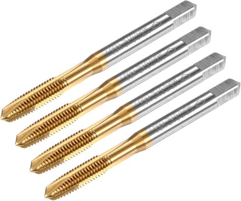 4-Pack M3.5x0.6mm Metric Thread Tap, HSS Titanium Coated 56mm Length Straight Flute Right Hand Thread Screw Tapping Tool for Drilling/Milling Machines/CNC Machine Tools in Kuwait