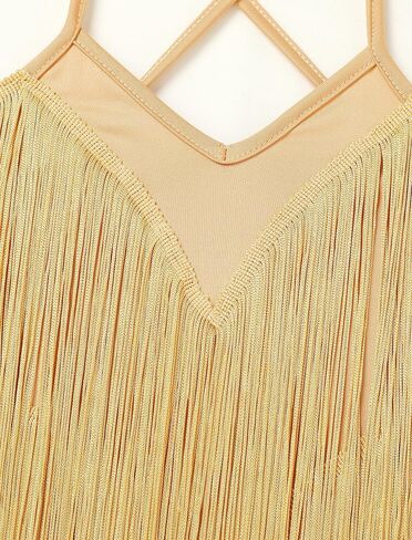 Iwemek Kids Fapper Dress for Girls Latin Dance Dress Tiered Tassel Fringe Fringe Dresses Salsa Ballroom Dance Complete Comple in Kuwait