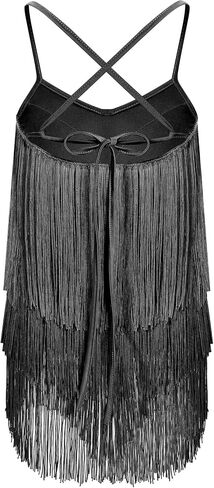 Iwemek Kids Fapper Dress for Girls Latin Dance Dress Tiered Tassel Fringe Fringe Dresses Salsa Ballroom Dance Complete Comple in Saudi Arabia