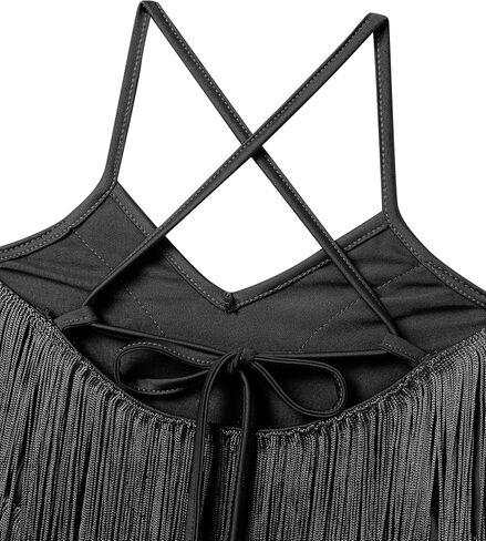 Iwemek Kids Fapper Dress for Girls Latin Dance Dress Tiered Tassel Fringe Fringe Dresses Salsa Ballroom Dance Complete Comple in Saudi Arabia