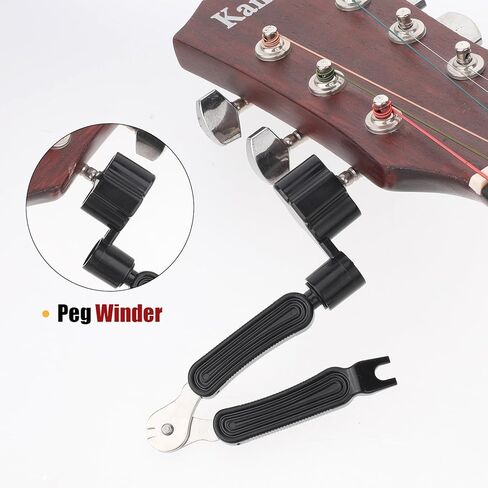 Guitar Tools, Guitar String Winder, Professional Bridge Pin Puller and Cutter Musical Instrument String Winder 3 In 1 Tool for Repairing Restringing of Acoustic Electric Guitars (Black) in Kuwait