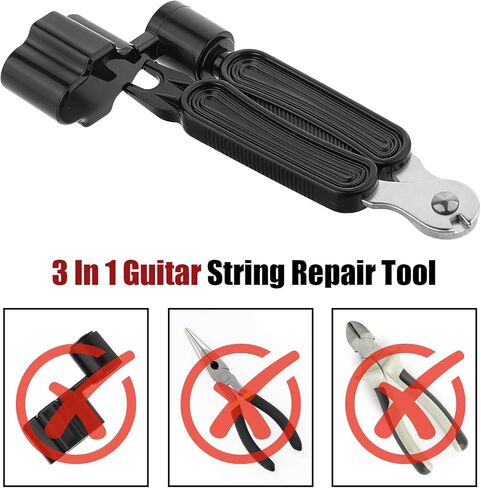 Guitar Tools, Guitar String Winder, Professional Bridge Pin Puller and Cutter Musical Instrument String Winder 3 In 1 Tool for Repairing Restringing of Acoustic Electric Guitars (Black) in Kuwait