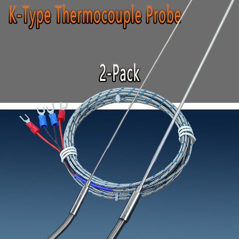 2 Pack K-type probes thermocouple probes كبير 11.9 "-0.13" مسبار صغير 11.9 "/0.03" درجة الحرارة 40 ° F-2000 ° F كابل 55 " in Kuwait