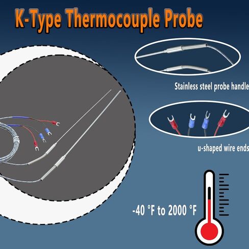 2 Pack K-type probes thermocouple probes كبير 11.9 "-0.13" مسبار صغير 11.9 "/0.03" درجة الحرارة 40 ° F-2000 ° F كابل 55 " in Kuwait