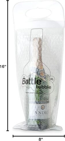 True Bottle Bubble Protector XL - Reusable Liquor Pouch Bag for Travel, Sealable Wine Shipping Bubble Wrap, Packing Sleeve Carrier for Magnum, Champagne Bottles - Fits 1 Standard Bottle in Saudi Arabia