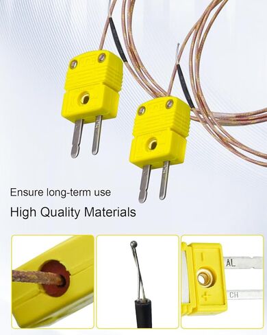 5Pcs K Type Mini-Connector Thermocouple Temperature Probe Sensor, 1 Meter Long Temperature Sensing Line, Measure Range -50°C~482°C (-58°F~899°F) in Saudi Arabia