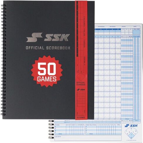 SSK 50 Game Official Scorebook Baseball + Softball – Premium Cover Score Keeping Book – 15 Player - Home + Away Team – 9.25"x12" in Saudi Arabia