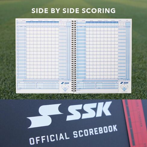 SSK 50 Game Official Scorebook Baseball + Softball – Premium Cover Score Keeping Book – 15 Player - Home + Away Team – 9.25"x12" in Saudi Arabia