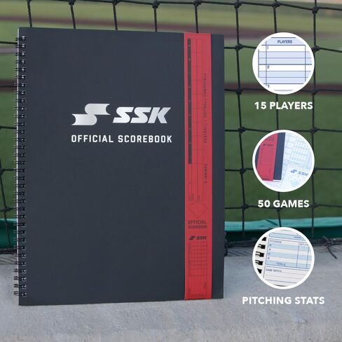 SSK 50 Game Official Scorebook Baseball + Softball – Premium Cover Score Keeping Book – 15 Player - Home + Away Team – 9.25"x12" in Saudi Arabia