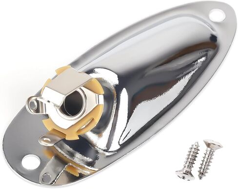 Banworks Metal 6.35mm (1/4 ") إخراج لوحة جاك اللوحة محملة نمط القارب مقبس مقبس مقبس الإدخال لطرز Strat Strat ST أجزاء الغيتار الكهربائية JT/CK-03 Chrome in Saudi Arabia