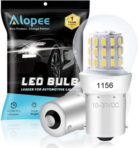 Alopee 1156 LED Bulb Amber 10-30V DC 1156 Bulb Replacement for 1141 1003 7506 P21W Blinker Light, Turn Signal Bulb 3014 Chips, Non Polarity, Pack of 2 in Kuwait