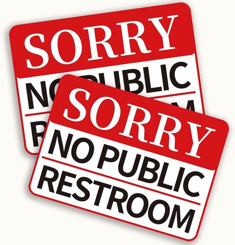2 PCS Sorry No Public Restroom Signs, Self Adhesive Weatherproof UV Protected Vinyl No Public Bathroom Signs for Business Window Door in Saudi Arabia