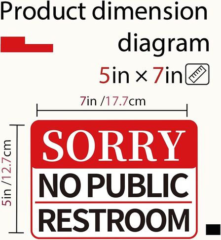 2 PCS Sorry No Public Restroom Signs, Self Adhesive Weatherproof UV Protected Vinyl No Public Bathroom Signs for Business Window Door in Saudi Arabia