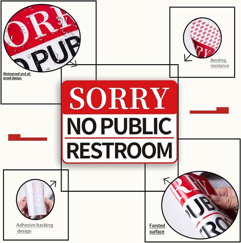 2 PCS Sorry No Public Restroom Signs, Self Adhesive Weatherproof UV Protected Vinyl No Public Bathroom Signs for Business Window Door in Saudi Arabia