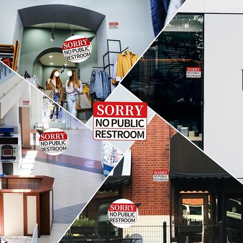 2 PCS Sorry No Public Restroom Signs, Self Adhesive Weatherproof UV Protected Vinyl No Public Bathroom Signs for Business Window Door in Saudi Arabia