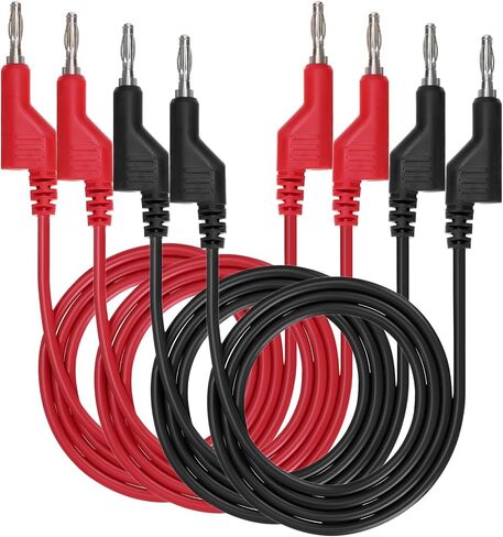 Sumnacon 4 Pcs Banana to Banana Plug Test Leads - Stackable 4MM Banana Plug Test Cables, Multimeter Clip Wires for Electrical Testing 1000V/15A,3.3Ft/1M in Kuwait