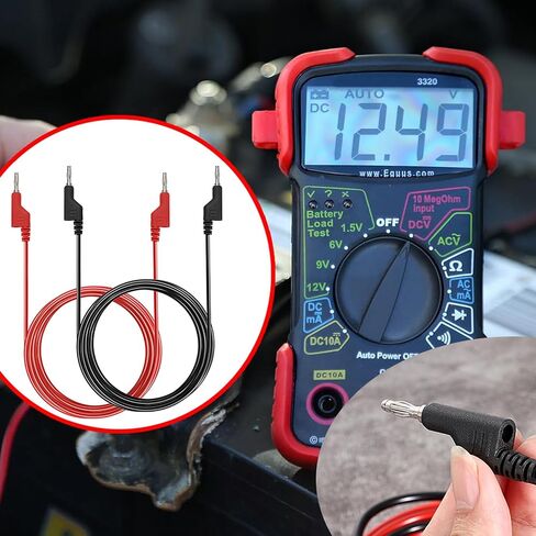 Sumnacon 4 Pcs Banana to Banana Plug Test Leads - Stackable 4MM Banana Plug Test Cables, Multimeter Clip Wires for Electrical Testing 1000V/15A,3.3Ft/1M in Kuwait