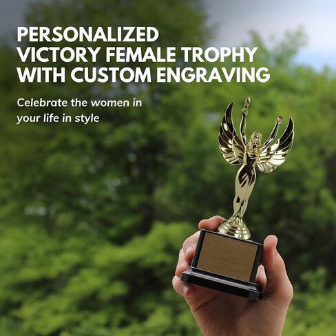 كأس Outlet Outlet Trophy - جائزة رياضية محفورة مخصصة لإنجاز النسائية والتعرف عليها - تمثال ذهبي أنيق على قاعدة سوداء - مثالية للرياضة والرؤساء والأمهات والمزيد in Saudi Arabia