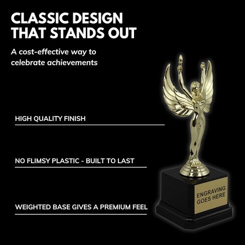 كأس Outlet Outlet Trophy - جائزة رياضية محفورة مخصصة لإنجاز النسائية والتعرف عليها - تمثال ذهبي أنيق على قاعدة سوداء - مثالية للرياضة والرؤساء والأمهات والمزيد in Saudi Arabia