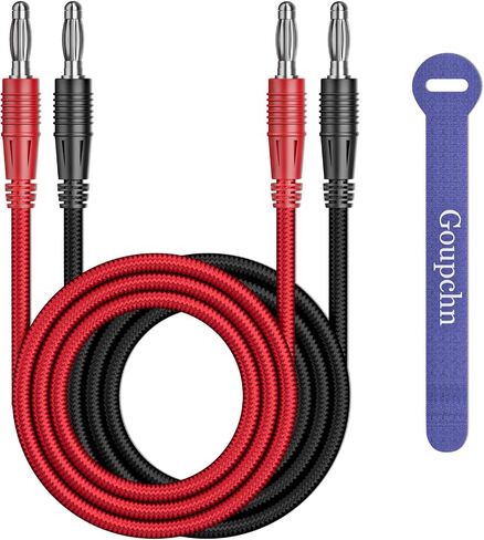 GOUPCHN موز القابل للتكديس إلى اختبار توصيل الموز يؤدي 2PCS سلك كابل اختبار كهربائي ناعم 3.3 قدم/1M باللون الأحمر الأسود لمجموع 1000 فولت 15A in Kuwait