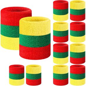 Geyoga 12 Pack Juneteenth Wristbands Sweatbands Bulk Juneteenth Bracelets Sweat Bands Men Women Green Black Red Wristbands for African Afro-American Festival Gifts in Kuwait