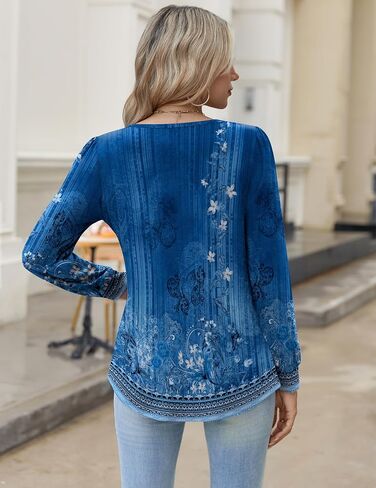 Zeagoo Long Sleeve Shirts for Women 2025 Casual Pleated V Neck Fall Tunic Tops Button Down Blouse Dressy Loose T-Shirts in Kuwait
