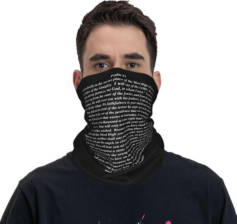 Psalm 91 Neck Gaiter Balaclava Face Mask Breathable Face Bandanas Neck Cover for Men Women White in Saudi Arabia
