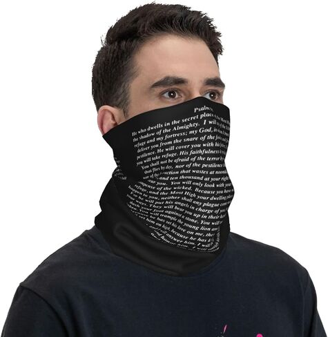 Psalm 91 Neck Gaiter Balaclava Face Mask Breathable Face Bandanas Neck Cover for Men Women White in Saudi Arabia