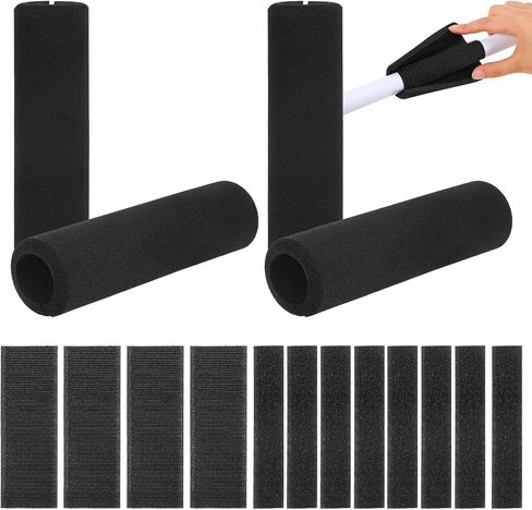 4Pcs Foam Handle Covers, 4.3 Inch NBR Rubber Grip, Comfortable Non-Slip Tube Covers for Fitness Equipment, Bicycle, Motorbike, Garden Tools Black in Saudi Arabia