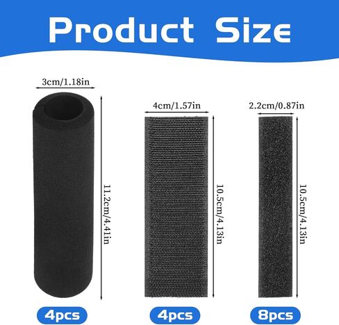 4Pcs Foam Handle Covers, 4.3 Inch NBR Rubber Grip, Comfortable Non-Slip Tube Covers for Fitness Equipment, Bicycle, Motorbike, Garden Tools Black in Saudi Arabia