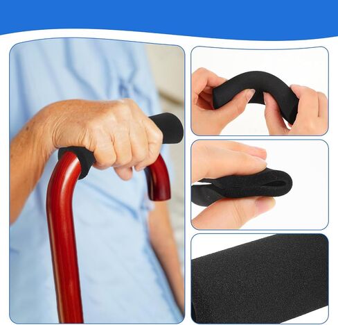 4Pcs Foam Handle Covers, 4.3 Inch NBR Rubber Grip, Comfortable Non-Slip Tube Covers for Fitness Equipment, Bicycle, Motorbike, Garden Tools Black in Saudi Arabia