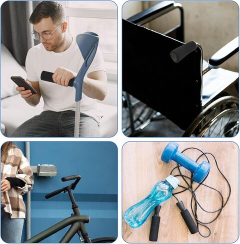 4Pcs Foam Handle Covers, 4.3 Inch NBR Rubber Grip, Comfortable Non-Slip Tube Covers for Fitness Equipment, Bicycle, Motorbike, Garden Tools Black in Saudi Arabia