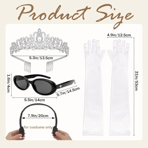 Semato Princess Costume Accessories for Women Crown Long Gloves and Sunglasses Set in Saudi Arabia
