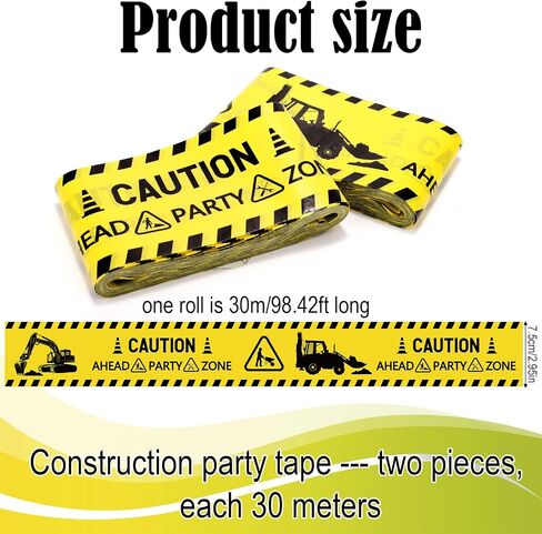 2 Rolls Construction Tape ، Party Party Party Tape Party Zone Decorations for Hemored Birthday Supplies in Saudi Arabia