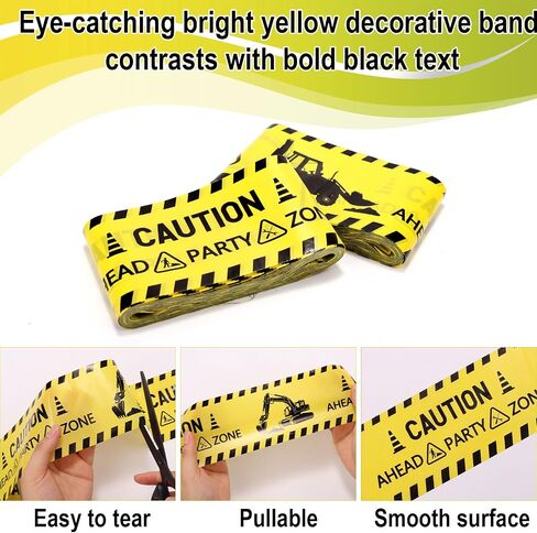 2 Rolls Construction Tape ، Party Party Party Tape Party Zone Decorations for Hemored Birthday Supplies in Saudi Arabia
