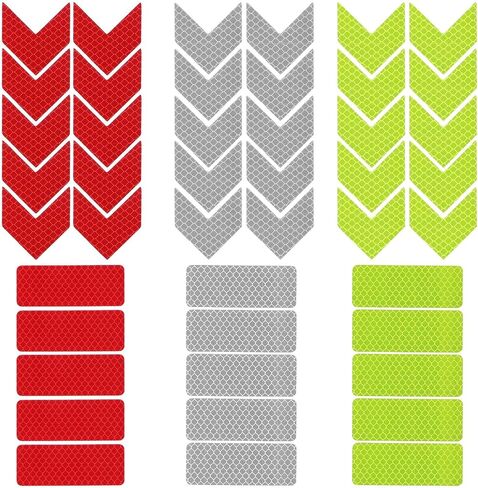 60 Pcs Reflective Stickers, Reflective Tape Outdoor Waterproof Warning Reflective Strips Safety Reflective Tape for Car Bike Mailbox Helmet Trailers (Rectangle and Arrow) in Saudi Arabia